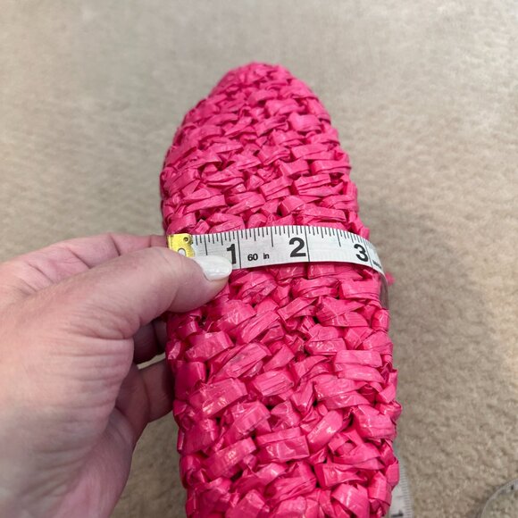 Handmade Pink Plastic Raffia Woven Clutch Wristlet Bag Philippines Retro Tourist - Picture 8 of 8